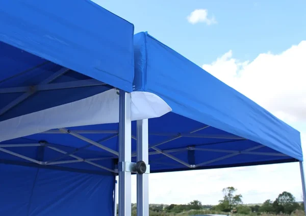 joint gazebo using a rain gutter in white for drainage