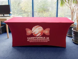 printed tablecloth in red