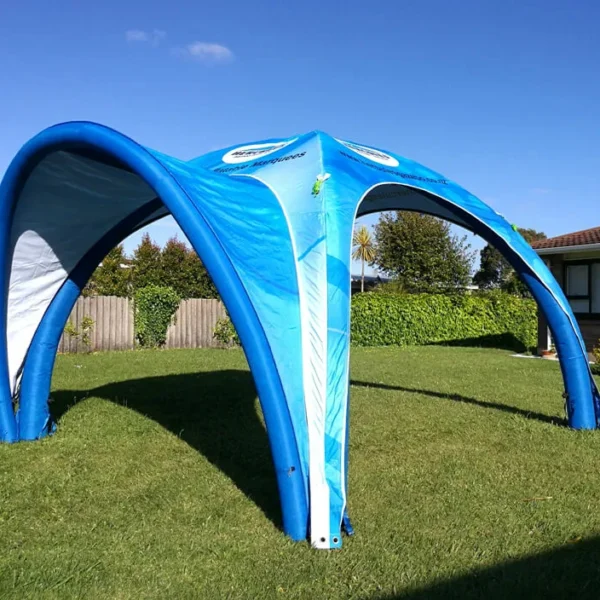 a branded inflatable spider dome in lawn