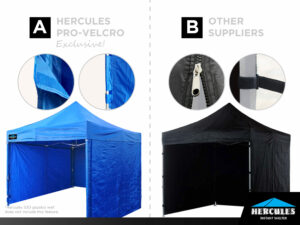 hercules gazebo unique features - full velcro wall attachment