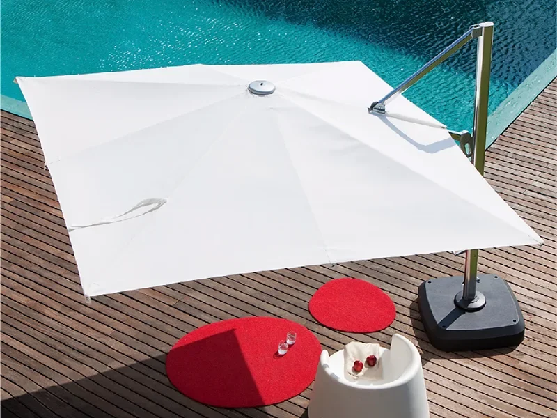 Cantilever Umbrella on an outdoor pool