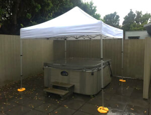 shade spa pool with a pop up gazebo