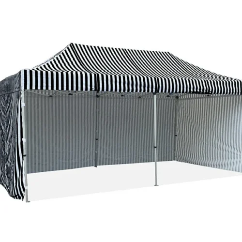 striped gazebos 3x6m with walls in black