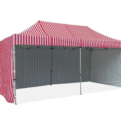 striped gazebos 3x6m with walls in red