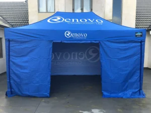 enovo company pop up gazebo with sides in blue
