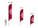 open flag feather flag in three sizes