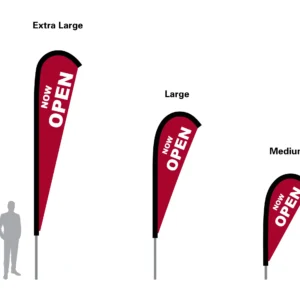 open flag teardrop flag in three sizes