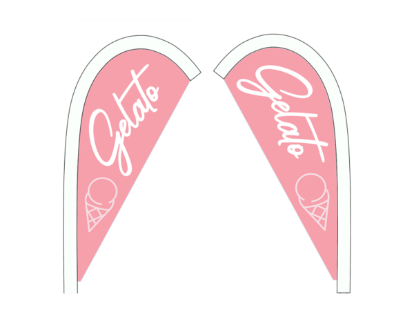 Custom teardrop flag signs for Gelato Store