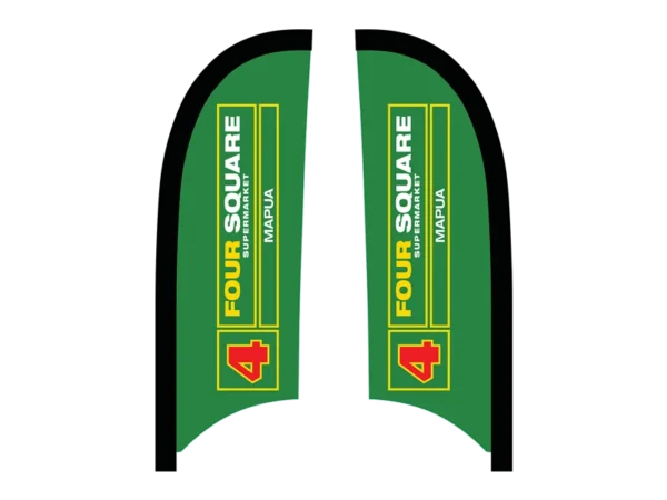 Custom feather flag signs for four square supermarket