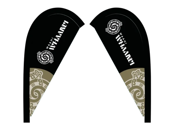 Custom teardrop flags for Waahi whaanui