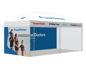 Event branded gazebo for Local Doctor