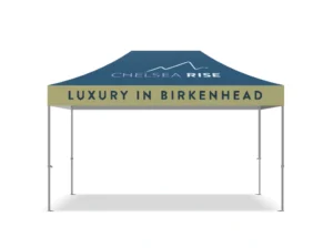 Corporate event branded gazebo 3x4.5 with two colours