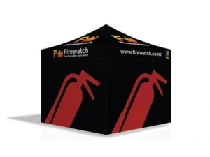 Event Branded Gazebos 3x3m in black for Fire Watch NZ