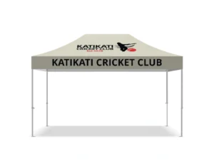 Sports event branded gazebo 3x4.5m in grey for Katikati Cricket Club