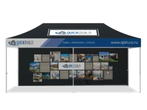 Construction business branded gazebo with sides 3x6m in black