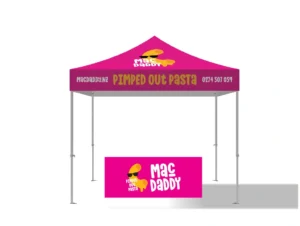 Market stall business branded gazebo 3x3m in pink for Mac Daddy 