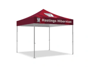 Sports club branded gazebos 3x3 in red for Hastings Hibernian