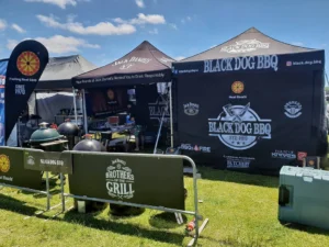 A branded gazebo with sides in an Auckland BBQ event