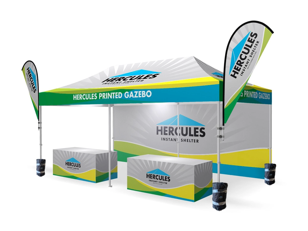 6x3m printed gazebo with lighting and display add-ons 6x3m Event & Expo Pro Package