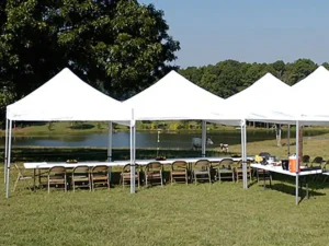 white gazebo joints together at outdoor