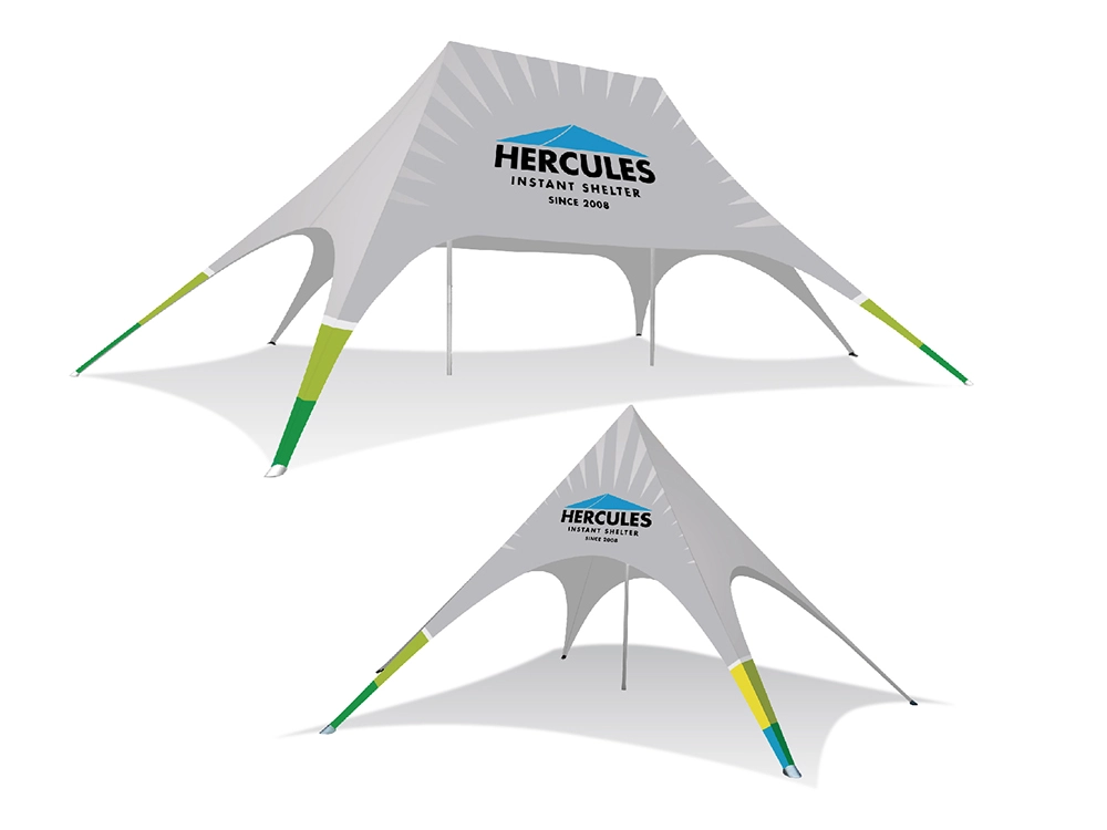 Optional single and double peak star marquees with custom printing