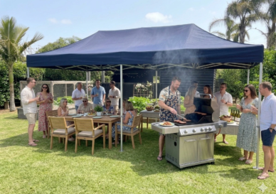 3x6m navy gazebo used at home