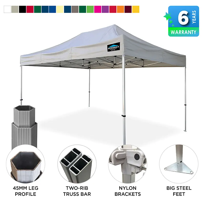 HEX 45A 3x4.5m gazebo - plain grey
