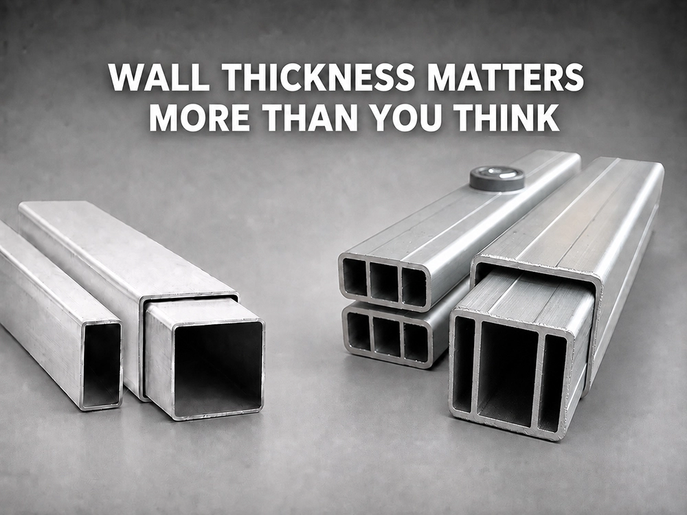 Side-by-side comparison of thin consumer gazebo tubbing wall thickness versus Hercules commercial 40mm tubbing wall thickness