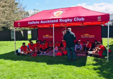 Sports club gazebo providing sideline shelter for players and coaches
